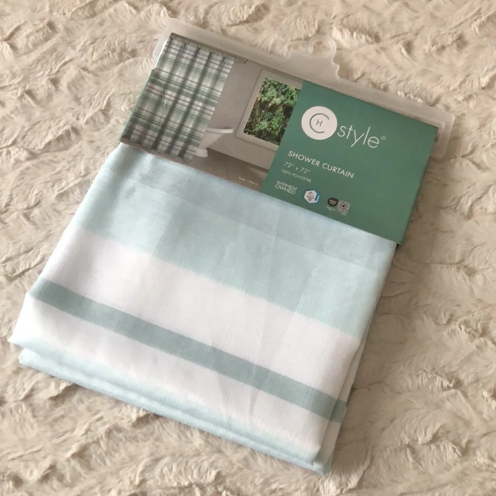 CH Style Mint Green and White Shower Curtain